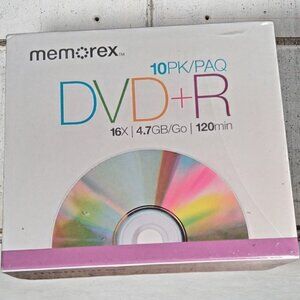 Memorex DVD+R Blank Media Discs In Jewel Cases 10 Pack 16x 4.7GB 120 Min each